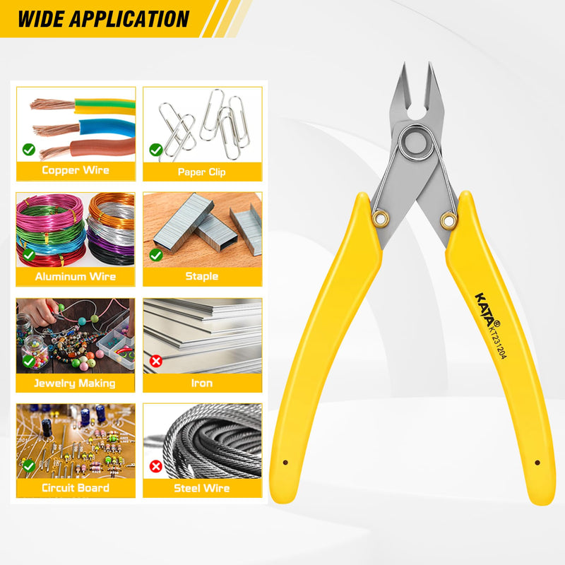 KATA 5.5 Inch Stainless Steel Wire Cutter Micro Flush Cutters, Precision Side Cutter Plier Sprue Cutting Snip for Electronics, Jewelry Making, Metal Wire Cutter, Crafting 1pack