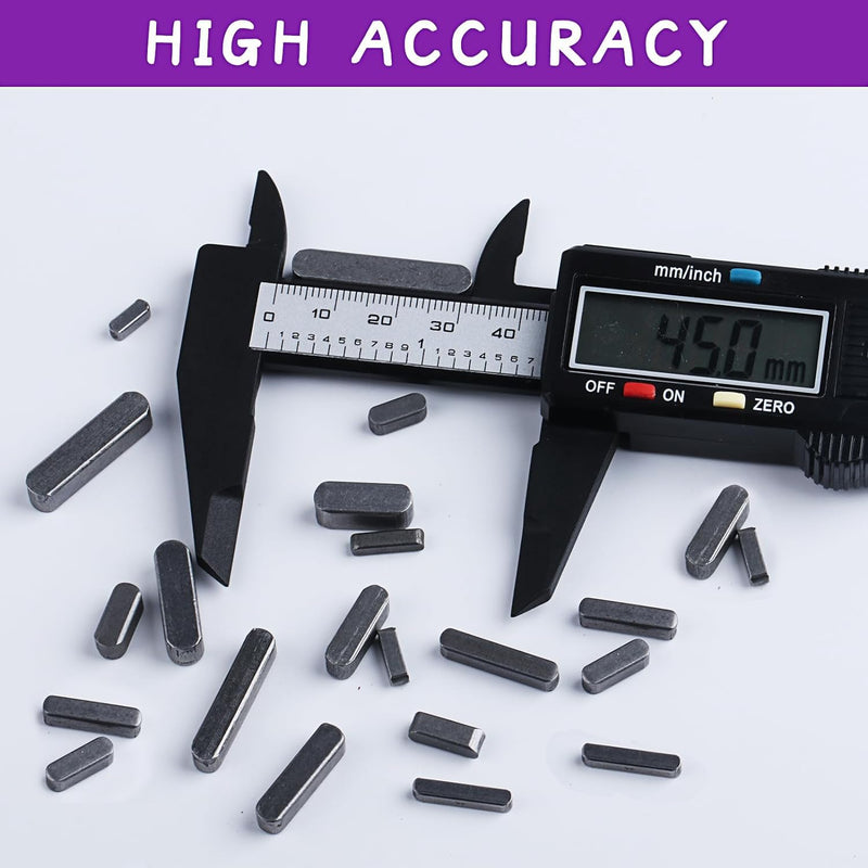 140 Pcs Round Ended Feather Key, Parallel Drive Shaft Keys Set, Key Stock Assortment, Drive Shaft Parallel Keys, Shaft Feather Key, Keyway for Fasteners Mechanical Industry, 3mm 4mm 5mm 6mm
