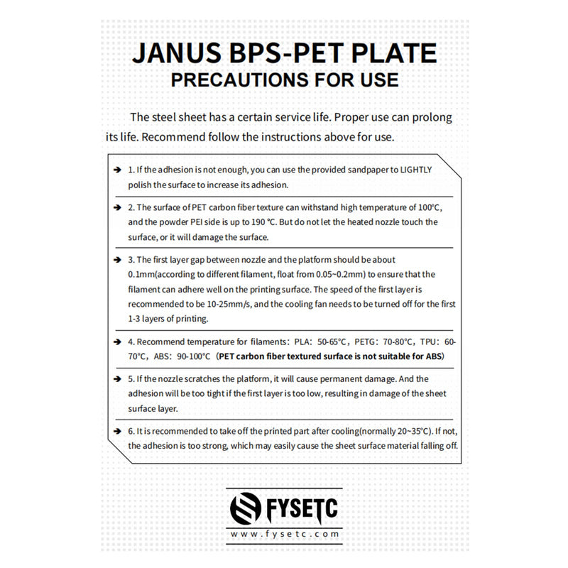 FYSETC Double Sided Build Plate 310mm/12.2inch Textured PEI+PET-CF Sheet Only Flexible Removable Spring Steel Plate No Sticker Base for CR-10/10S/ SunlluS8 Longe LK1 Printer Wanhao D9 Textured/PET-CF Plate Only