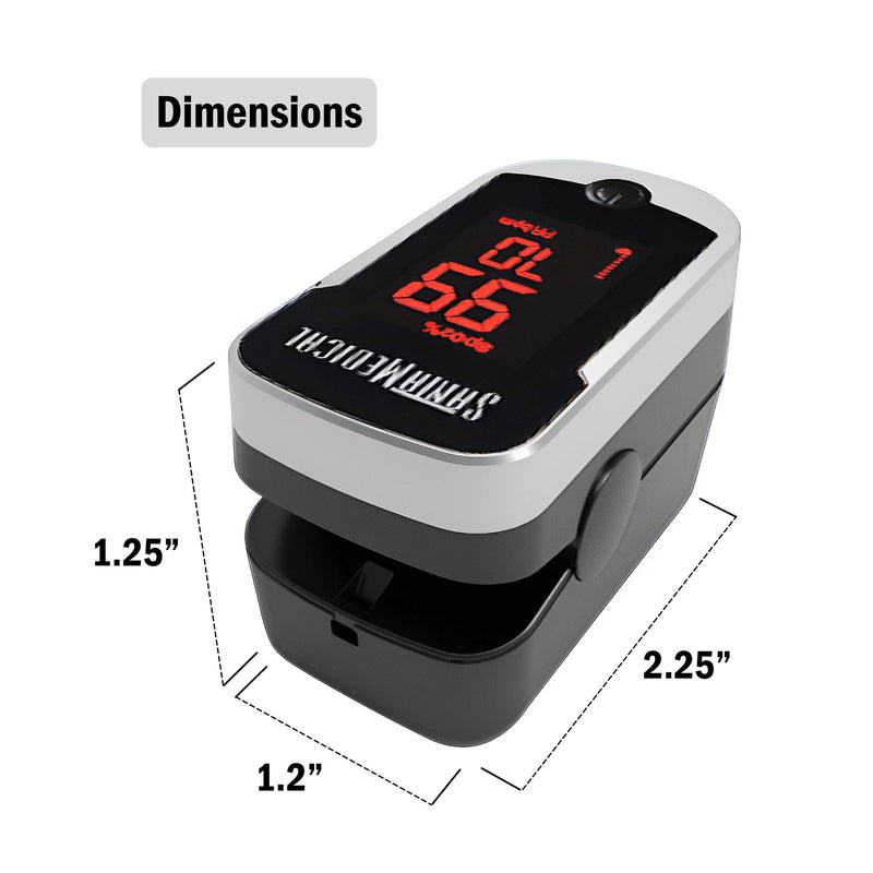 Deluxe SM-110 Finger Pulse Oximeter with Carry Case and Neck/Wrist Cord Silver