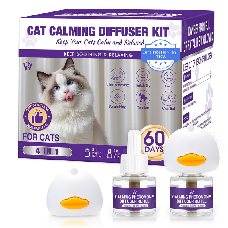 Cat Calming Diffuser Multicat Effective Solution to Stress & Aggression Suitable Cat pheromone Diffuser for Cats Refill Reduce Fighting Spraying and Scratching Calm Relaxing 2 FL OZ(Pack of 2)