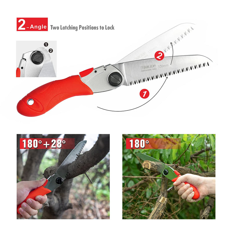 Hand Folding Pruning Saw Tree Wood Camping Saw 5 Inch Razor Teeth Saw Pocketboy For Wood Branches Camping With Carrying Case 130MM Red