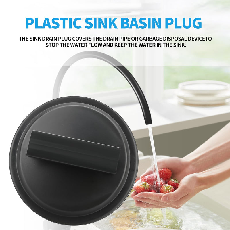 3 Inch Garbage Disposal Splash Guard with Garbage Disposal Cover for Sink, Rubber Garbage Disposal Drain Cover and Food Waste Disposal Splash Guard for Whirlaway, Waste King, and GE Models Black 1+1