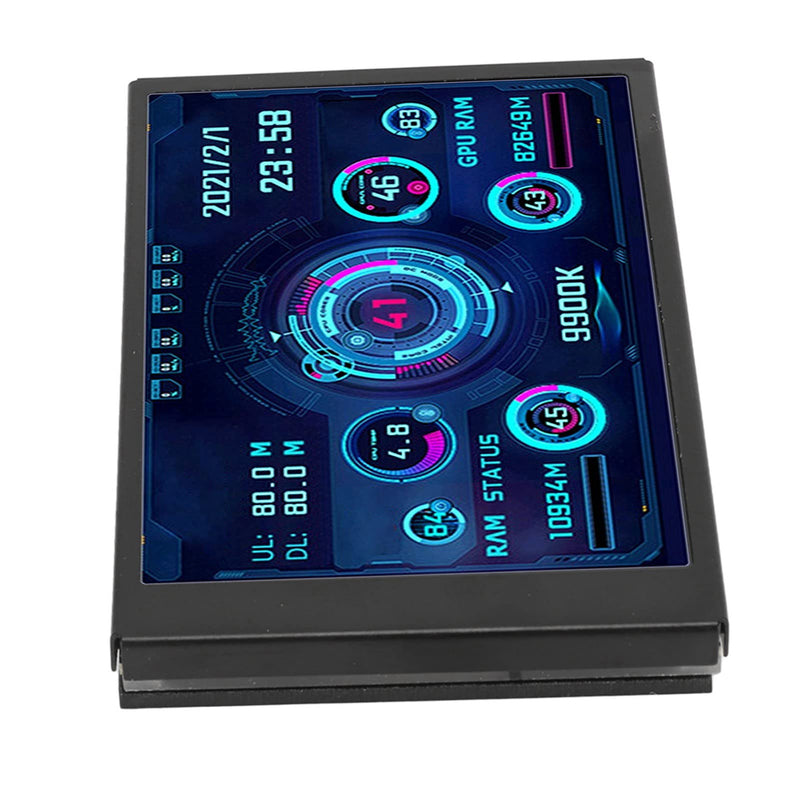 ZASCHMOY Computer Temperature Monitor, Small Screen, Display for aida64 PC, CPU Data Monitor, Easy to Use for Computer Enthusiasts, 3.5 USB (Black) Black