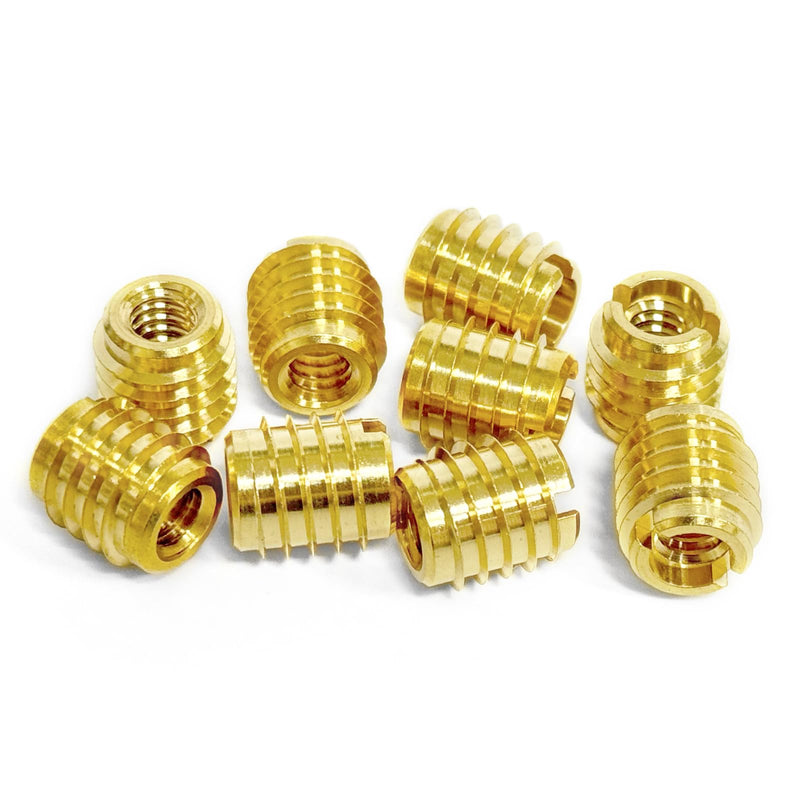 Threaded Inserts for Wood, Installation Kit, Brass, Includes M8-1.25 Knife Thread Inserts (10pcs), Drill, Installation Tool