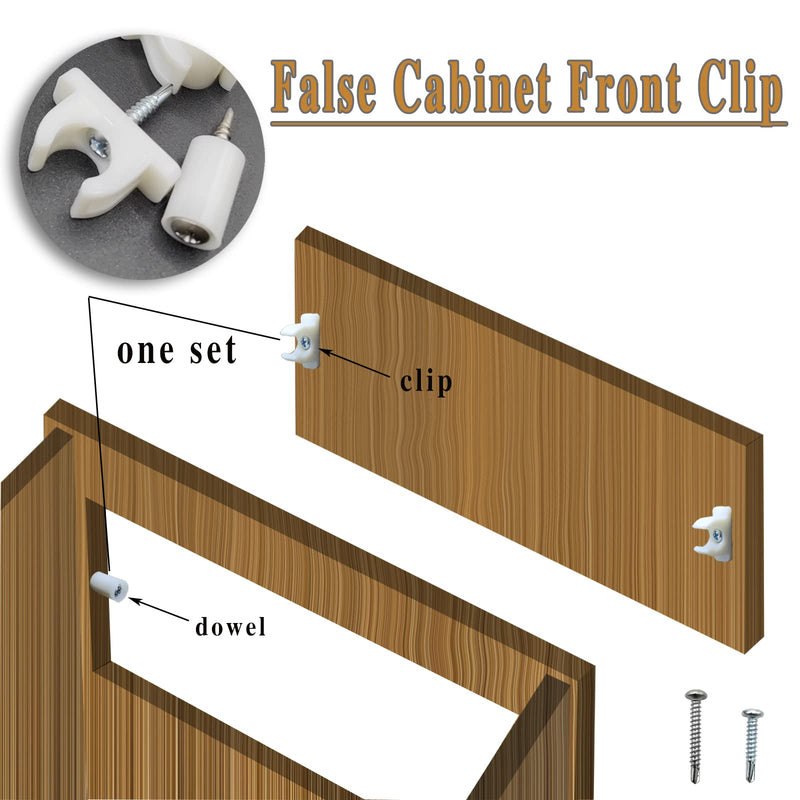 False Cabinet Front Clip False Front Clips False Drawer Front Clips Sink Tip Out Snap False Front Cabinet Clips Sink Clips with Screws and Screwdrivers for Hardware Replacements (4 White) 4