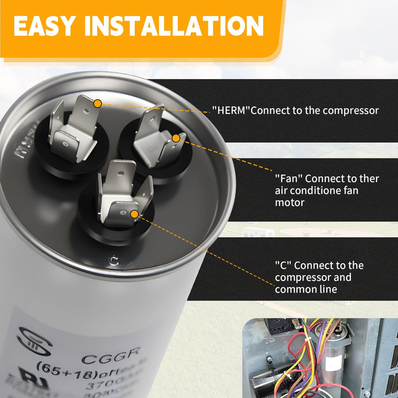 3314471.017 RV air Conditioning Capacitor is Compatible with Dometic 55/15 MFD 55+15 uF±6% 370/440V AC Capacitor Repair kit, Suitable for AC Motors or Heat Pump air conditioners.