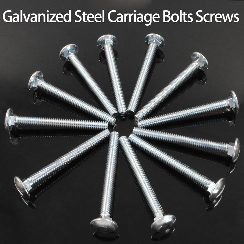 Luomorgo 12 Sets 1/4"-20 x 2 1/2 in. Carriage Bolts, Round Head Square Neck Fully Threaded Screws, Galvanized Steel Carriage Bolts with Hex Nuts, Flat Washers 1/4"-20 x 2 1/2 in. - NewNest Australia