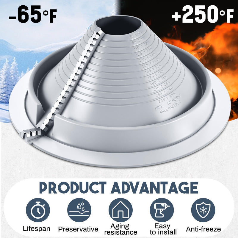 1 Pack #3 Epdm Roof Pipe Flashing Boots 3-1/4" - 10" Pipe Flexible Metal Roof Vent Pipes Flashing, Retrofit Roofs Jack Boot with Aluminum Base for Metal Roofs Repair 1 Pipe Diameter 3-1/4" - 10"
