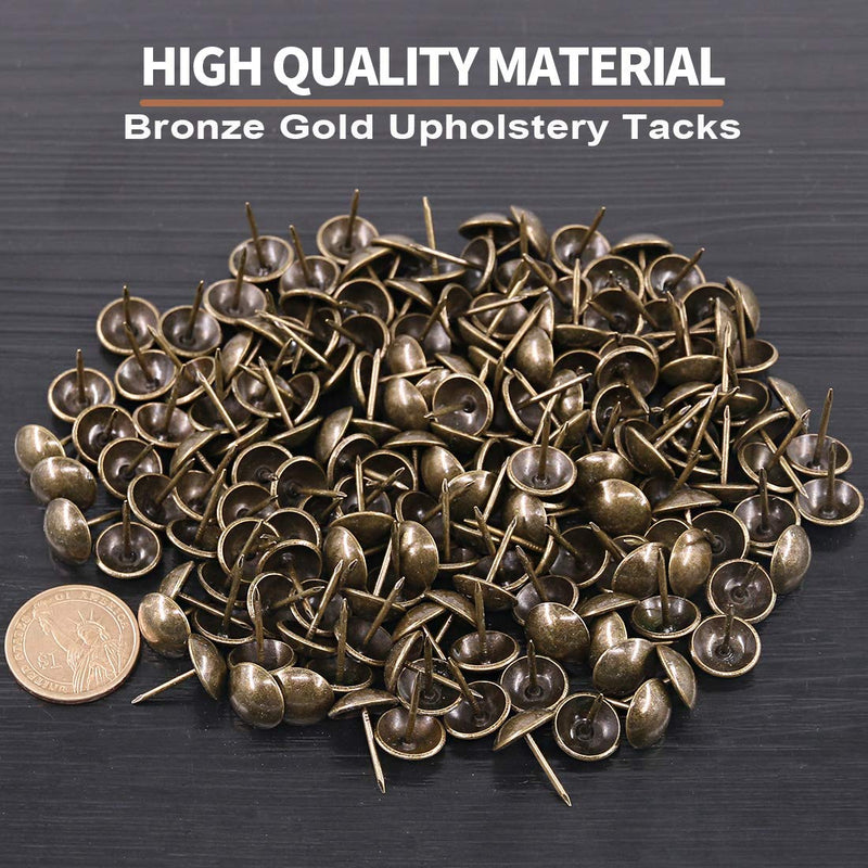 Keadic 300Pcs [ 9/16" in Diameter ] Antique Upholstery Tacks Furniture Nails Pins Assortment Kit for Upholstered Furniture Cork Board or DIY Projects - Bronze 9/16"(300pcs)