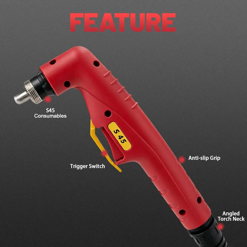 A set Plasma Torch Head Body Replacement fits Harbor Freight Chicago Electric PP2017 95136 97994 91814 60767 62204 62772 62771 plasma cutter parts (Red S45 Torch Head) Red S45 Torch Head