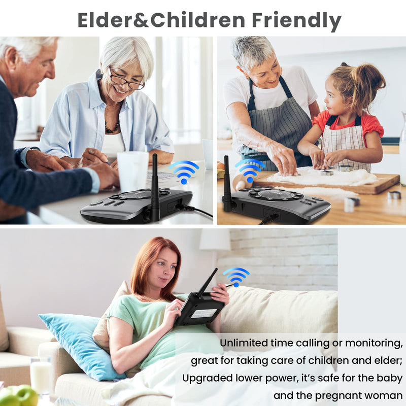 Hands-Free Intercoms Wireless for Home Business, Wuloo Upgrade Two Way Audio Intercom System for Elderly, Full Duplex Room to Room Intercom with 5280 ft Range Clear Sound Anti-Interference, 1-Pack 1 unit for expandable