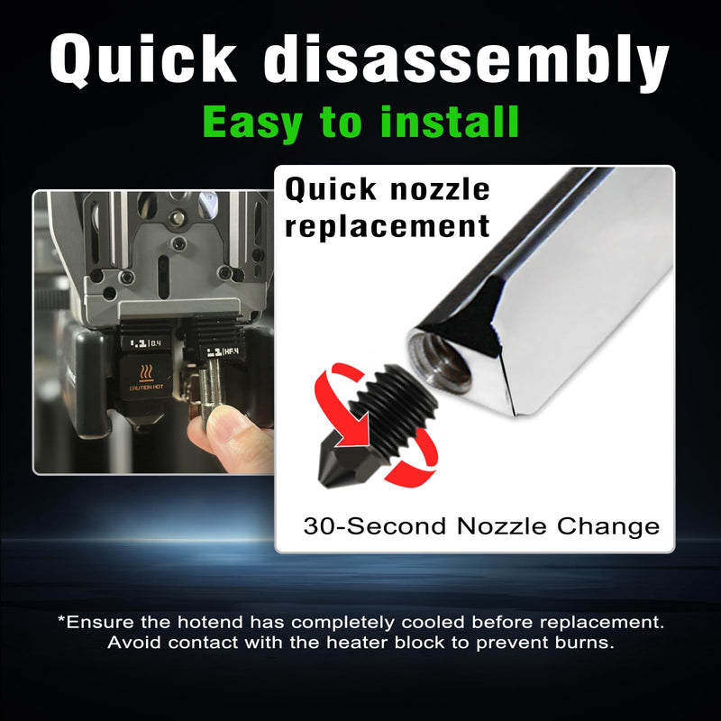 4-Pack X2D/H2S/H2D/H2C/P2S Hotend for Bambu Lab 3D Printer, Quick Swap Hardened Steel Nozzle Assembly 0.2mm 0.4mm 0.6mm 0.8mm for High Speed 3D Printing, Bamboo Extruder Print Head,3D Printer Parts Hotend Kit(0.2mm 0.4mm 0.6mm 0.8mm)