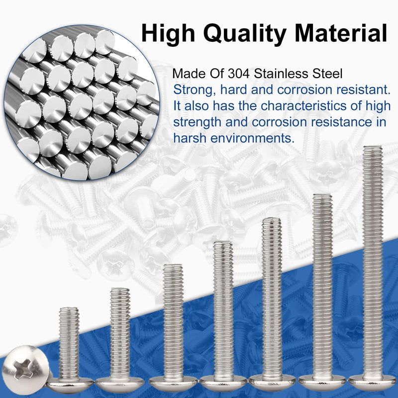 MroMax 15Pcs M4 x 5mm Truss Head Machine Screws Phillips Cross Truss Flat Head Screw 304 Stainless Steel Furniture Fasteners Bolts for Home Office Christmas Decoration Mounting Screws 15