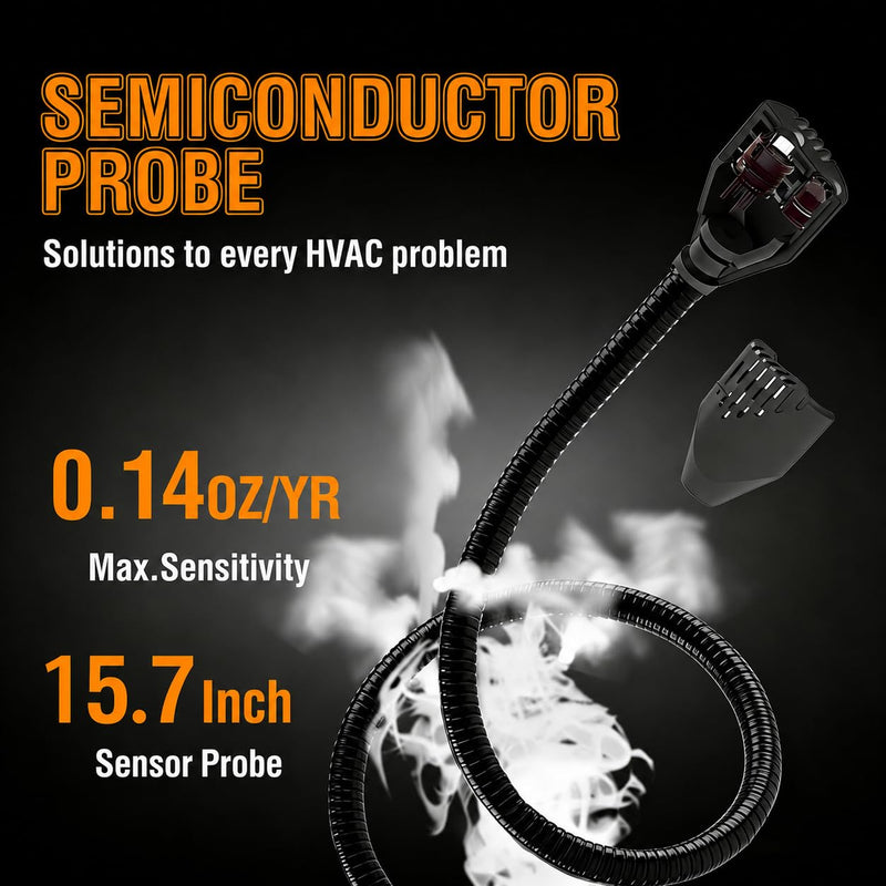 GL78A Halogen Leak Detector, Refrigerant Gas Leak Tester for HVAC R22 R32 R134a R410A, with Flexible Probe, 3 Sensitivity Levels, Audible & Visual Alarm for AC Automotive Industrial Use-Gray gray
