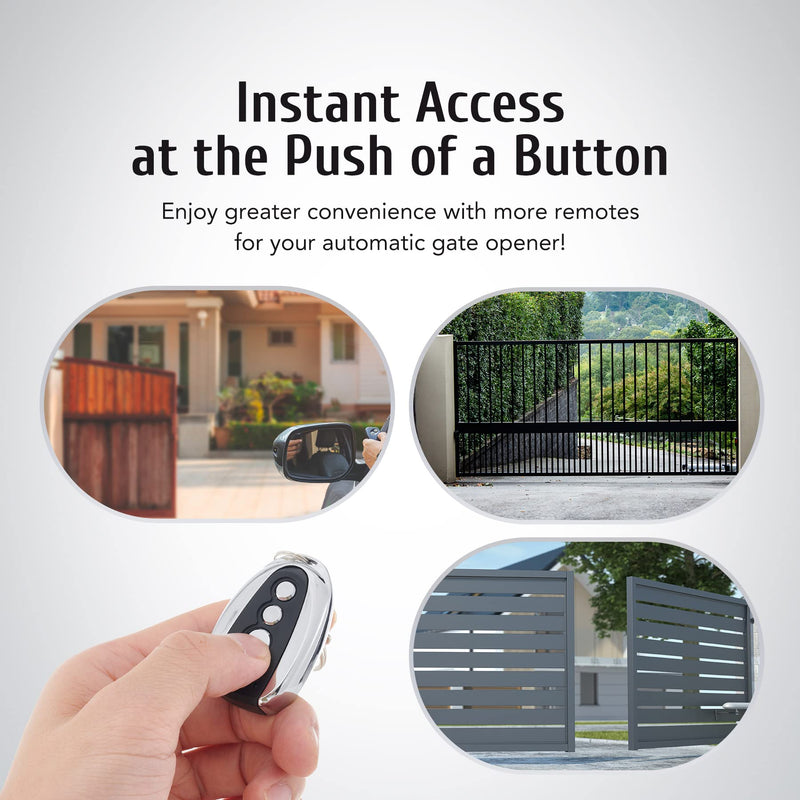 CO-Z 1 Backup Remote Control & 1 Wireless Clip-on Remote for Automatic Sliding Gate Opener Hardware,