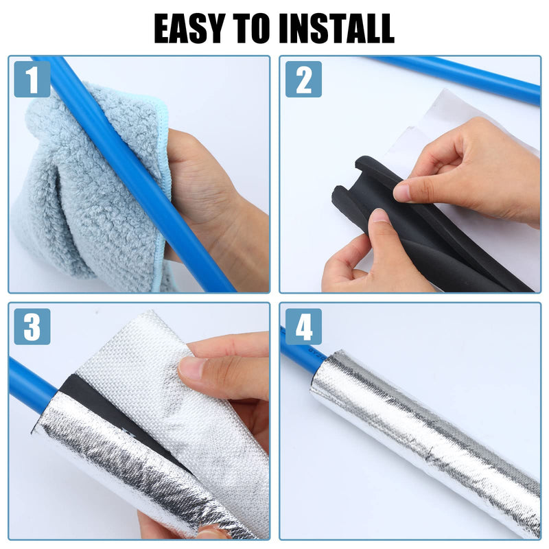 Kingdder Pipe Insulation Foam Tube 6 Pcs Self Adhesive Insulation Wrap for Copper Pipe Pre Slit Clamp Highly Insulated Foam for Outdoor Winter Irrigation, Sprinkler(1.3 Ft x 0.6 Inch) 1.3 Ft x 0.6 Inch