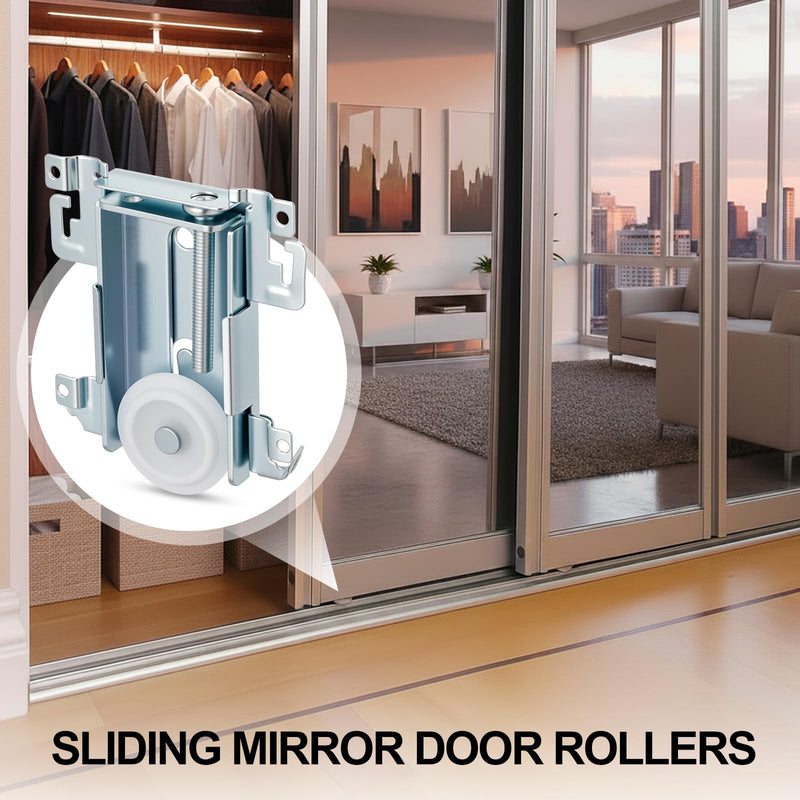Therwen 2 Pcs 1-7/16 Inch Sliding Mirror Closet Door Roller Assembly Closet Door Wheels Steel-Framed Bottom Roller Replacement for Mirror Wardrobe