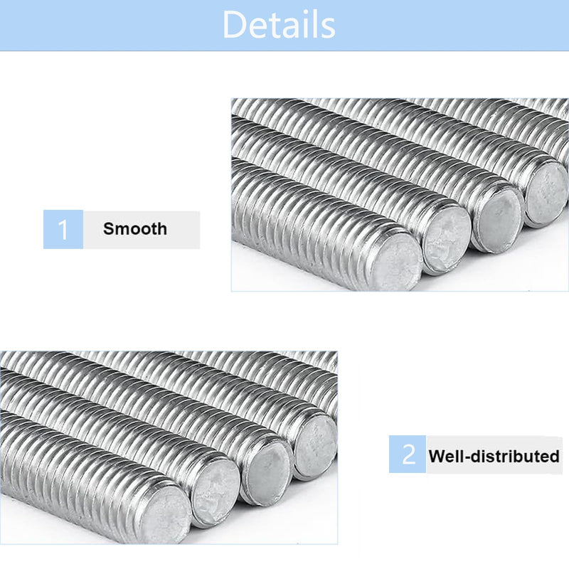 TOP-VIGOR 10Pcs M6-1.0 x 100mm Length Fully Threaded Rod, 304 Stainless Steel Right Hand Threads Rods, Fully Studding Rod Bar for Anchor Bolts, Clamps, Hangers and U-Bolts M6 x 100mm