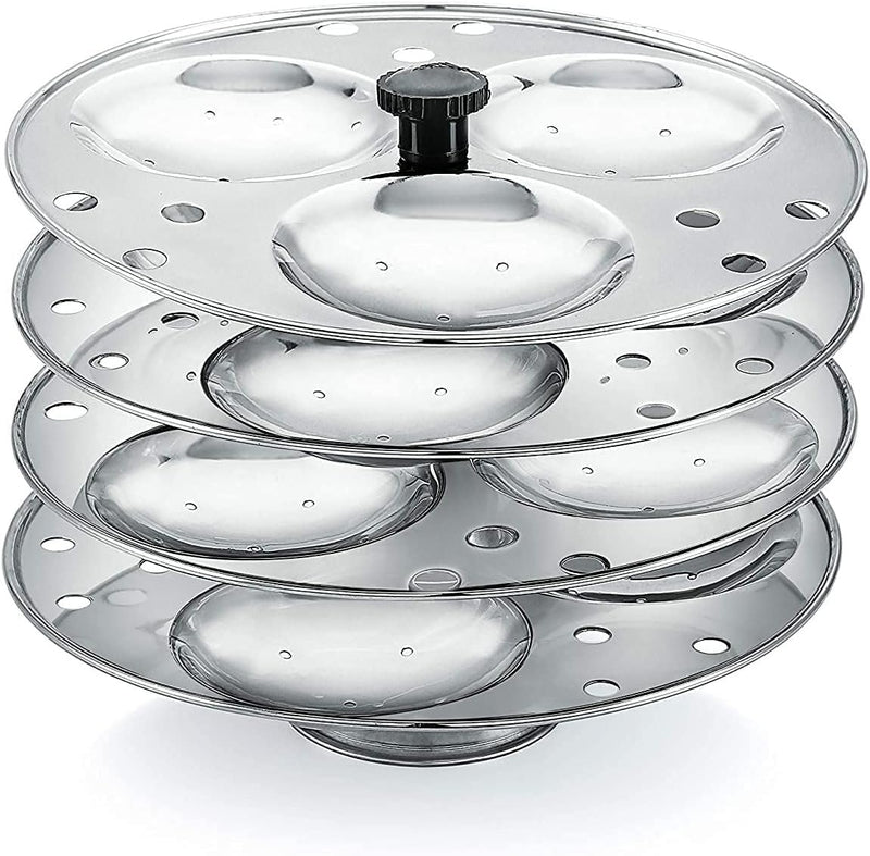 Indian Idli 4 Plates Stainless Steel Idli Stand (12 idly Maker Stand Kitchen Tool, Silver) Indian Kitchen Item Pack Of 1