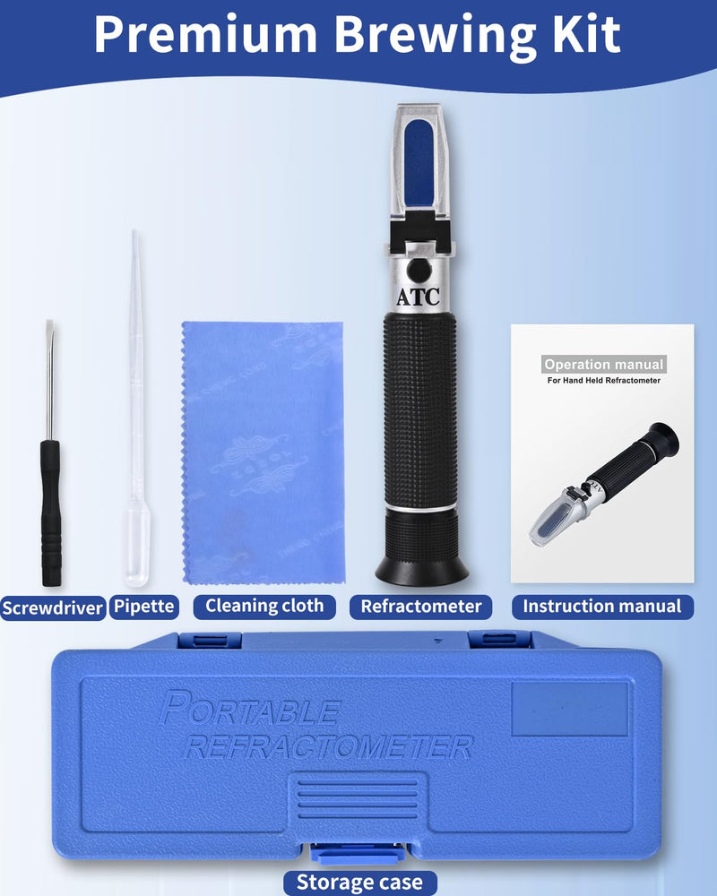 Brix Refractometer, Brix Meter Refractometer with ATC, Dual Scale Refractometer Brix 0-32% & Specific Gravity 1.000-1.130, Lab Refractometer for Wine Making, Beer Brewing, Fruit, Sugar Content - NewNest Australia