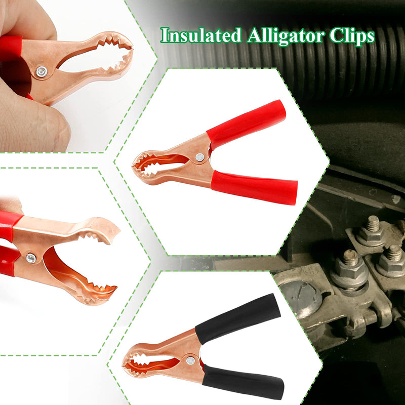 10Pcs 50A Insulated Alligator Clips Electrical Heavy Duty Alligator Clamps, Battery Replacement Cable Metal Spring Loaded Jumper Clips for Car Auto Vehicle Boat (Red & Black）