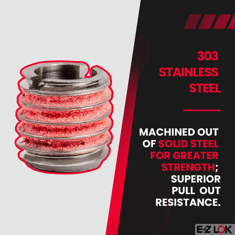 E-Z LOK - 453-8 E-Z Lok Externally Threaded Insert, 303 Stainless Steel, M8-1.25 Internal Threads, M12x1.75 External Threads, 12.50mm Length, Made in US (Pack of 5) Pack of 5 M8-1.25 IT, M12x1.75 ET, 12.50mm L
