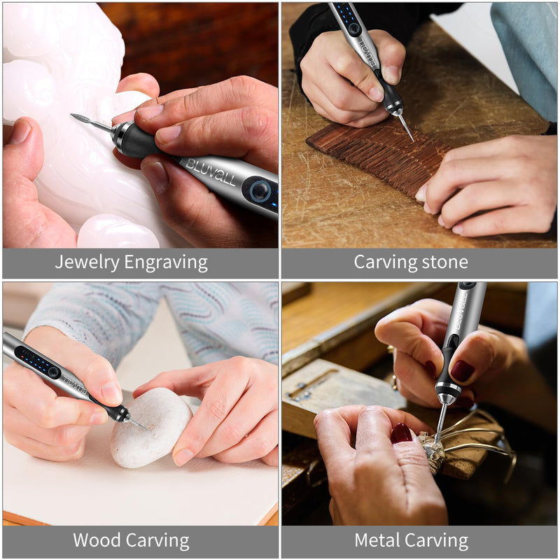 Electric Engraving Pen with 37 Bits, USB Rechargeable Cordless Engraving Machine, Portable DIY Rotary Engraver Tool For Jewelry Wood Glass Stone Carving Standard Packaging