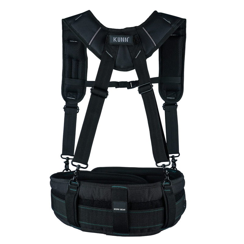 KUNN Tool Belt Suspenders Padded Carpenter Construction Electrician Work Suspender with Attachment Loops for Men,Black SW001-BLK