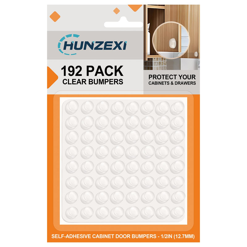 CHUNZEXI 192Pcs Cabinet Door Bumpers Clear Self Adhesive- Rubber Door Stoppers for Cabinets and Drawers 192 PCS ½"