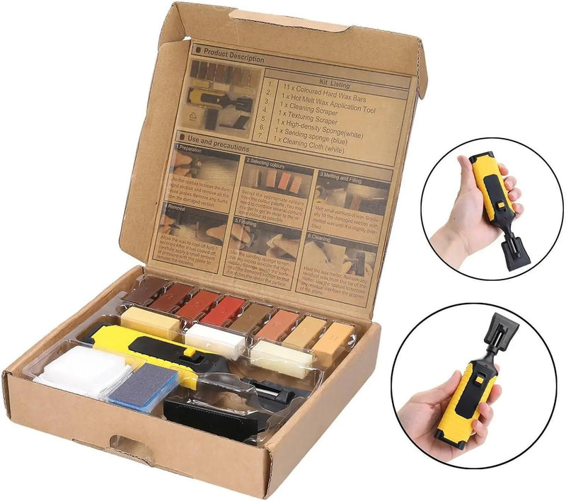 19pc Hardwood Laminate Wooden Wood Floor Repair Kit Wax Chip Scratch with Case