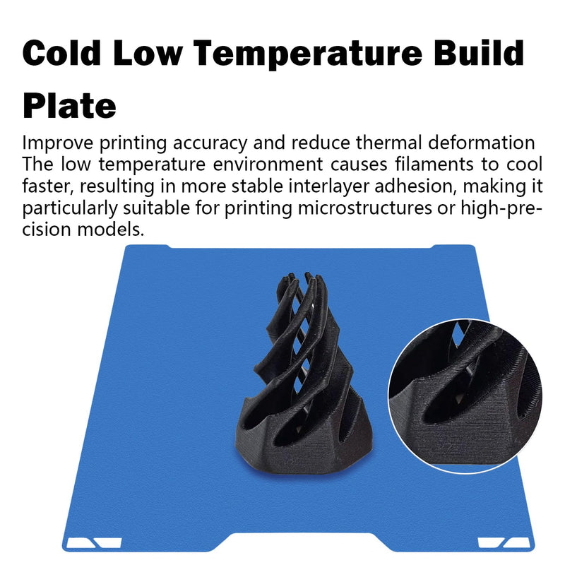 H2D/H2S Cool Build Plate No Heating No Glue for Bambu Lab H2D/H2S 355x346.5mm, 3D Printer Textured Cold PEI Double Sided Platform Surface Sheet Platform Flexible Removable Heated Bed 3D Printing Mat Blue
