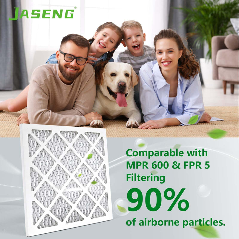 12x12x1 AC Furnace Air Filters,(4-Pack) MERV 8 Dust Defense, JASENG MPR 600 Pleated HVAC Replacement Air Filter (exact dimensions: 11 3/4"x11 3/4"x3/4") 4Pack-12x12x1