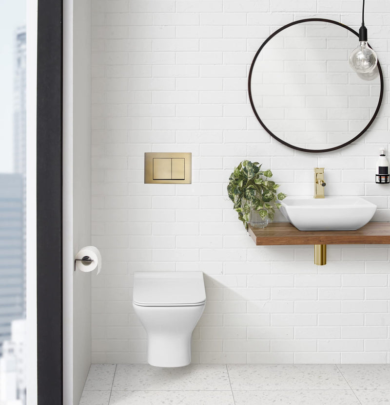 Concorde Wall Mount Dual Flush Actuator plate with Square Push Buttons in Brushed Brass Square Push Button