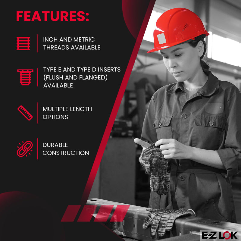 E-Z LOK Threaded Inserts for Wood, Repair Installation Kit, Includes Steel Hex Drive Flanged Thread Inserts, 5/16-18 Internal Thread, 15mm Length, Drill, Installation Tool