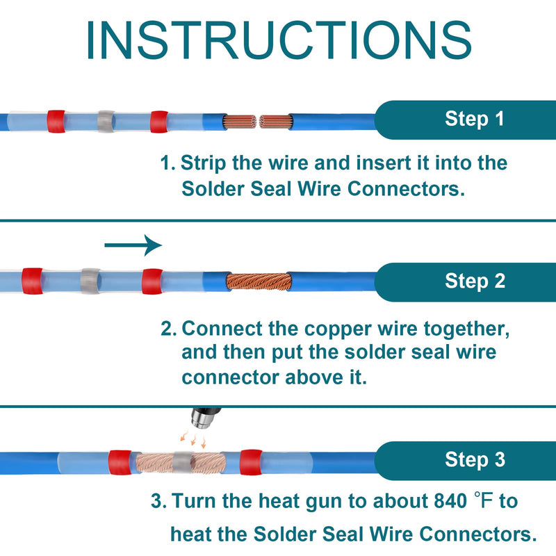 120PCS Solder Seal Wire Connectors, Heat Shrink Wire Butt Connectors, 26-24AWG Waterproof Solder Stick Wire Connectors. 26-24AWG(120PCS) White
