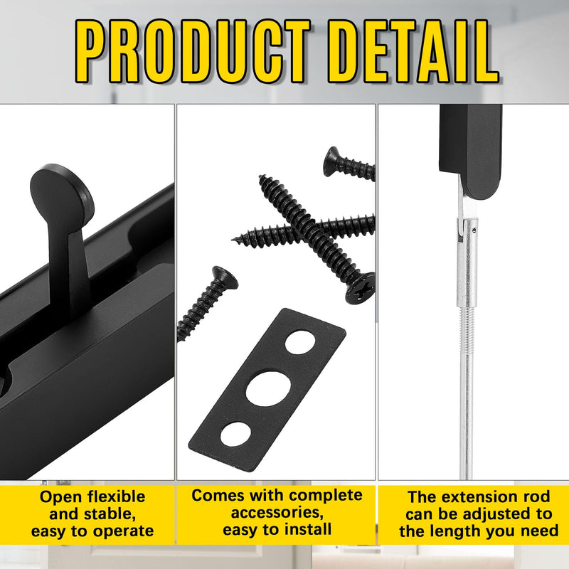 Blulu 2 Pcs 18 Inch Extended Flip Lever Flush Bolt for Double Door, Extra Long Heavy Duty French Door Locks Hardware (Black) Black