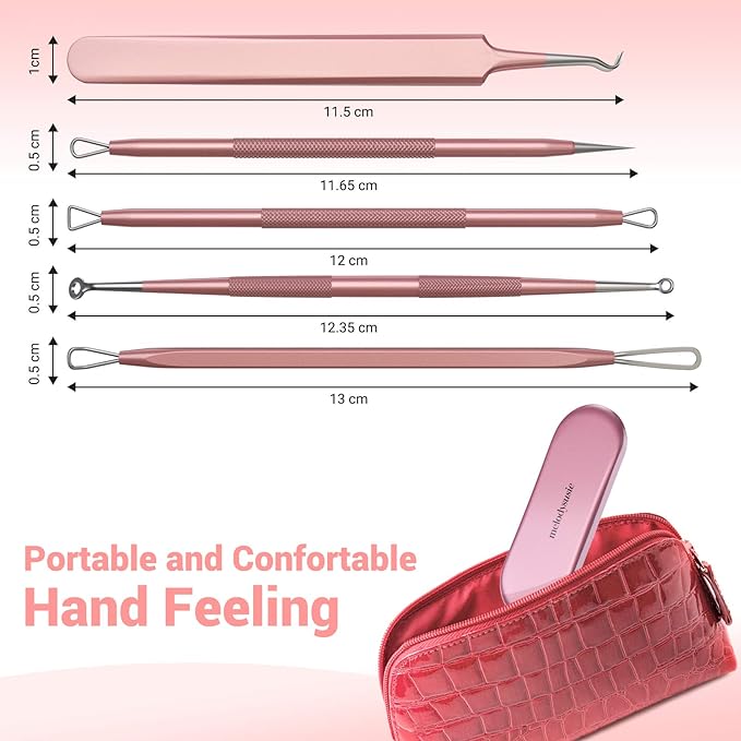 MelodySusie Blackhead Remover Pimple Popper Tool Kit Professional Blackhead Extractor Tool for Nose Facial Stainless Steel Acne Comedon Extractor Bleamish Whitehead Pop Tool Portable with Metal Case - NewNest Australia
