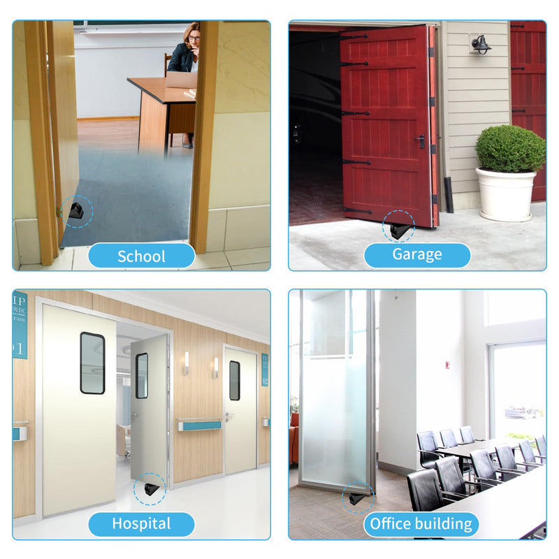 Strongest Adjustable Spring Loaded Large Door Stopper - Heavy Duty Tall Door Stop Wedge Door Stoppers for Bottom of Door, Tall up to 3 in Doorstop Stainless steels Made Suits Any Heavy Door 1 Pack Black