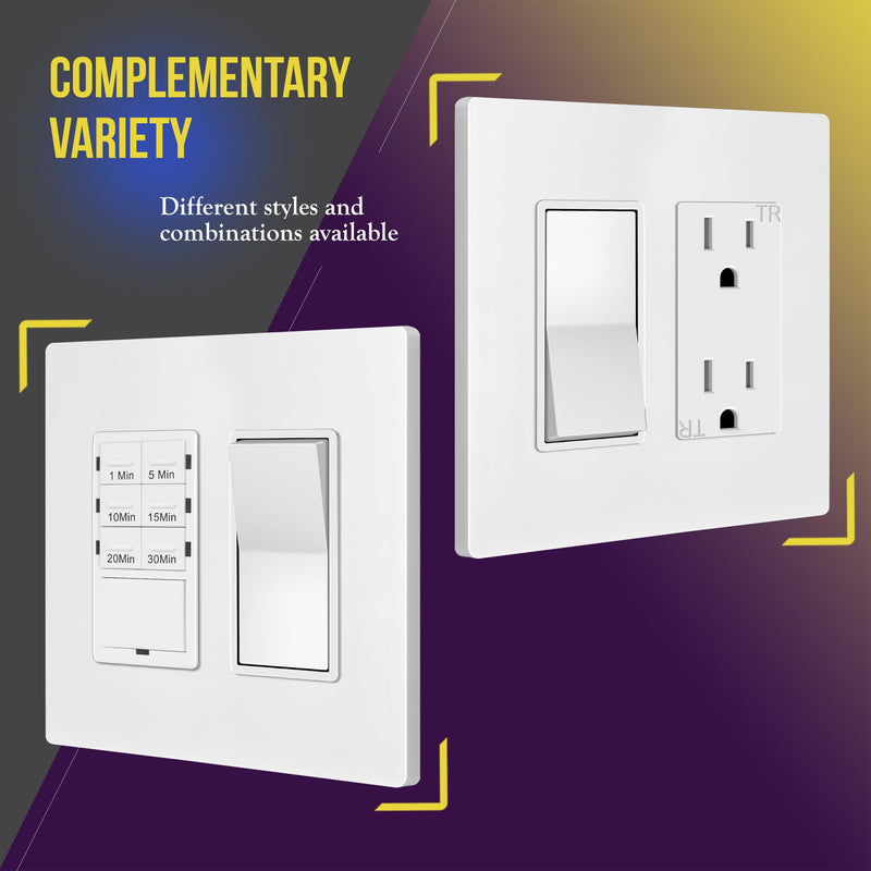 ENERLITES Screwless Decorator Wall Plates Child Safe Outlet Covers, Size 2-Gang 4.68" H x 4.73” L, Unbreakable Polycarbonate Thermoplastic, SI8832-W-5PCS, Glossy, White (5 Pack) Standard Size 5 PCS 2 Gang