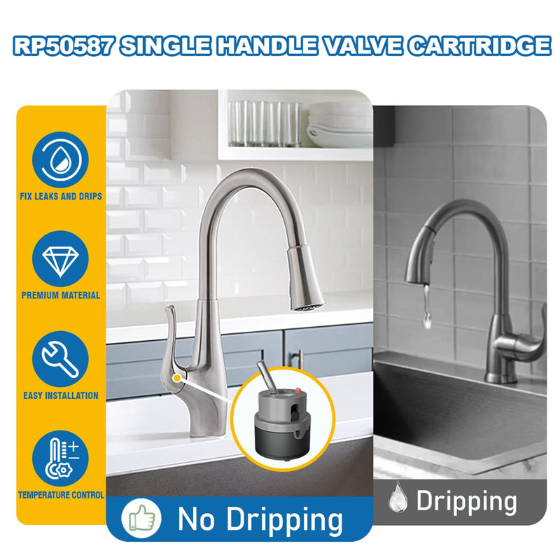 RP50587 Cartridge Compatible with Delta DST Single-Handle Kitchen and Lavatory Faucets (36mm) -Includes RP51503 Bonnet Nut and Allen Wrench