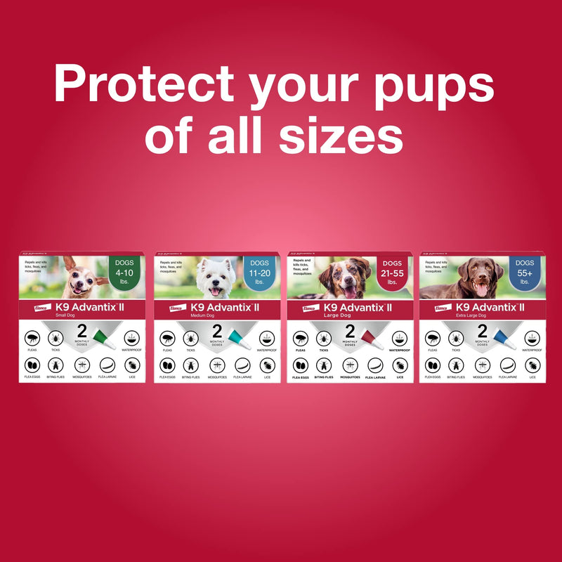 K9 Advantix II Medium Dog Vet-Recommended Flea, Tick & Mosquito Treatment & Prevention | Dogs 11-20 lbs. | 4-Mo Supply 4 Pack