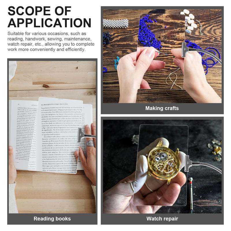 Baluue 4X Magnifying Glass with White Led Light Flexible Gooseneck Desktop Reading Magnifier for Small Print Crafting and Low Vision Assistance