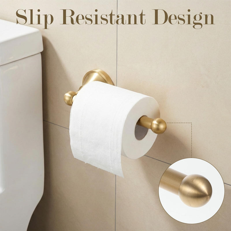 2 Pcs Brass Toilet Paper Holder Towel Ring Set, Brushed Gold Bathroom Hardware Hand Towel Holder Rustic Towels Rack Bathroom Accessories Set Wall Mount