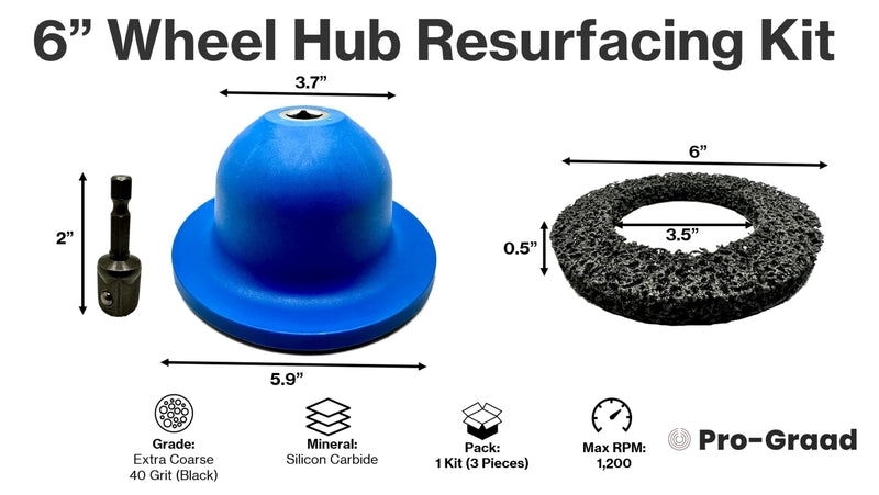 6” Professional Brake Hub Cleaning & Resurfacing Kit – 6” Silicon Carbide Disc with Drill Adapter – Wheel Hub, Rim & Rotor Rust Removal Tool for Cars, Vans, Trucks & Sprinters