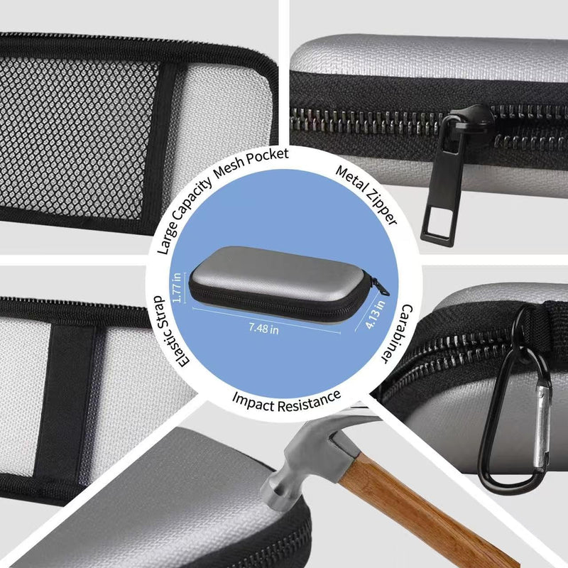 6500°F Hard Fire-Resistant Power Bank Case,Waterproof Electronic Organizer Travel Bag,Shockproof EVA Carrying Case for Cell Phones/Earbuds,Travel Gadgets for Cables,SD Memory Card,Camera Chips Silver Medium Size