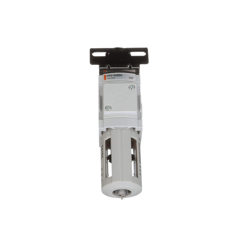 PneumaticPlus PPP2-N02BG Miniature Air Filter Regulator Piggyback Combo 1/4" NPT - 5 Micron, Poly Bowl, Manual Drain, Embedded Gauge 1/4" NPT - Poly Bowl, Manual Drain