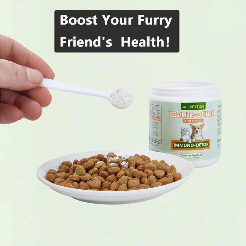 Accretion Natural Zeolite Powder for Dogs & Cats, 5oz, Digestive & Immune Support, Detox Aid, Joint Comfort, Easy-Mix Pet Supplement