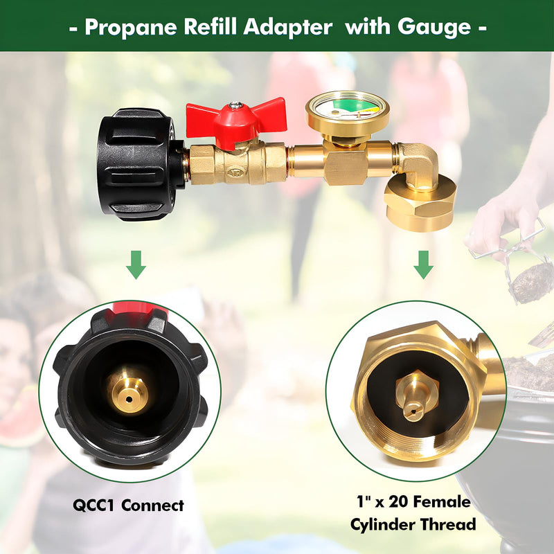 Propane Refill Adapter for 1lb. Tanks, Propane Refill Adapter for Refillable Propane Cylinder 1 lb, Propane Adapter 20lb to 1lb Converter, 90 Degree Elbow Design