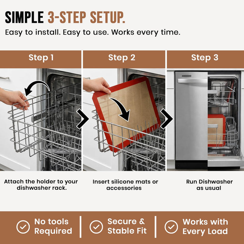 Silicone Mat Dishwasher Caddy Holder Stand: Silspa Dishwasher Safe Cage, Effortless Cleaning, Universal Fit, Durable Stainless Steel, Perfect Kitchen Accessory and Storage Basket